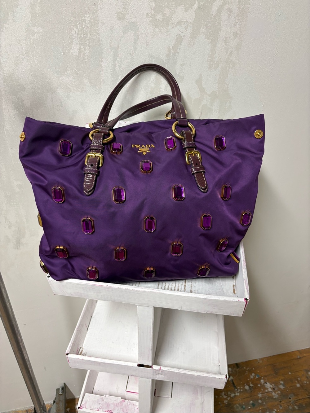 Prada Purple Jeweled Tote Bag - Picture 8 of 10